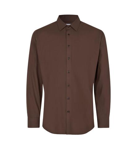 SEVEN SEAS Hybrid Skjorte - Slim-Mocca