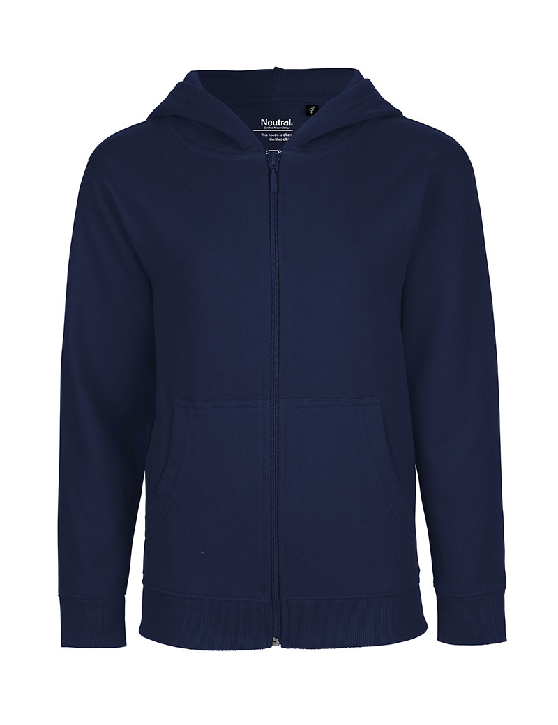 NEUTRAL Zip Hoodie Børn, 100% Økologisk Fairtrade Bomuld-Marineblå