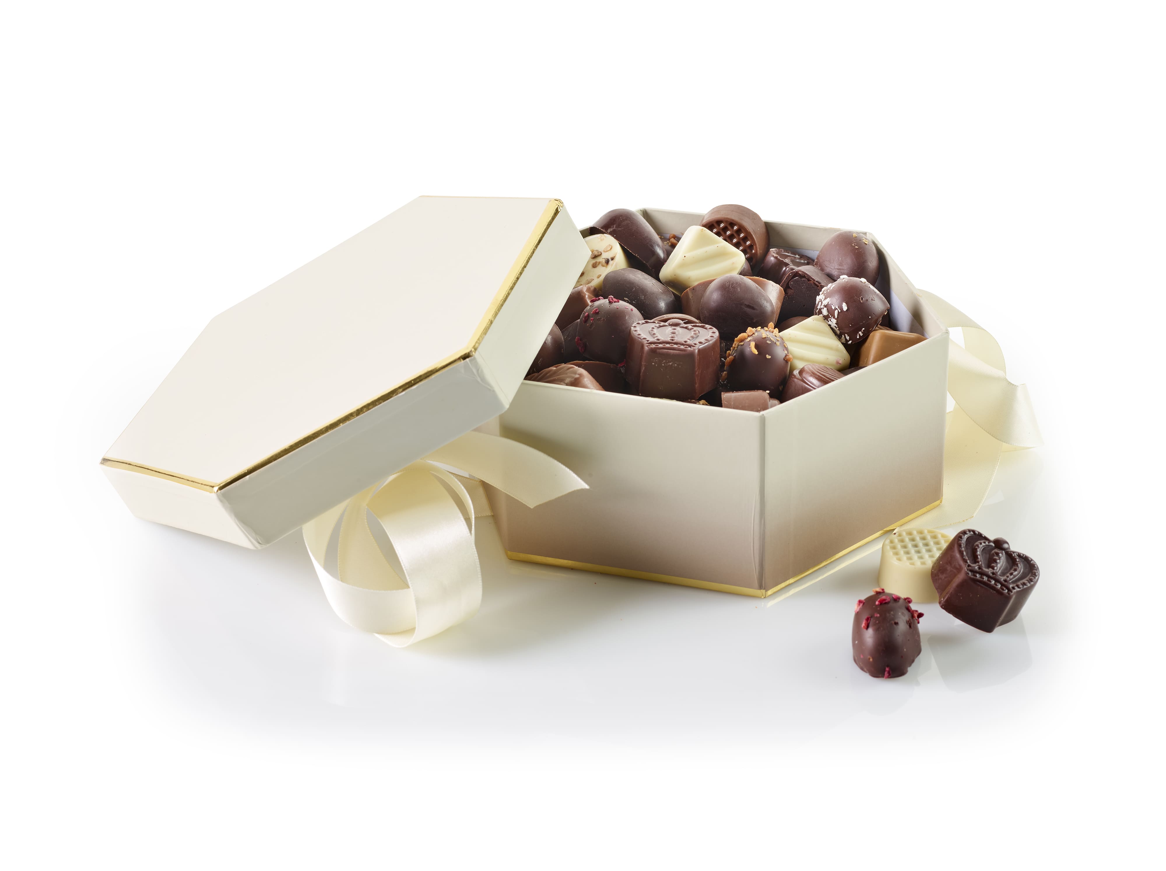 Hatteæske med Luksus Chokolade, 1000 g.-Hvid