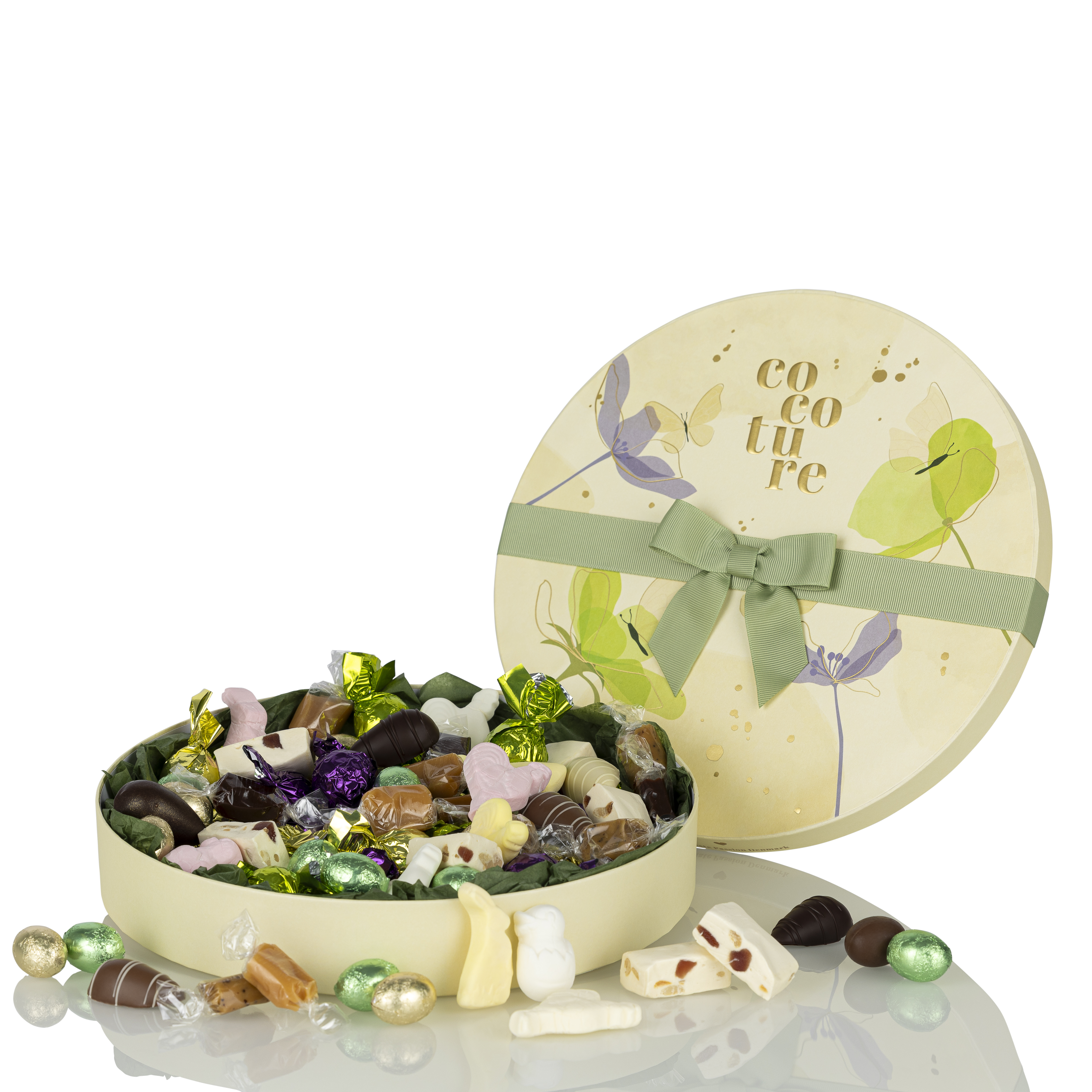 Grøn Blomsteræske m Påskelækkerier-Mint