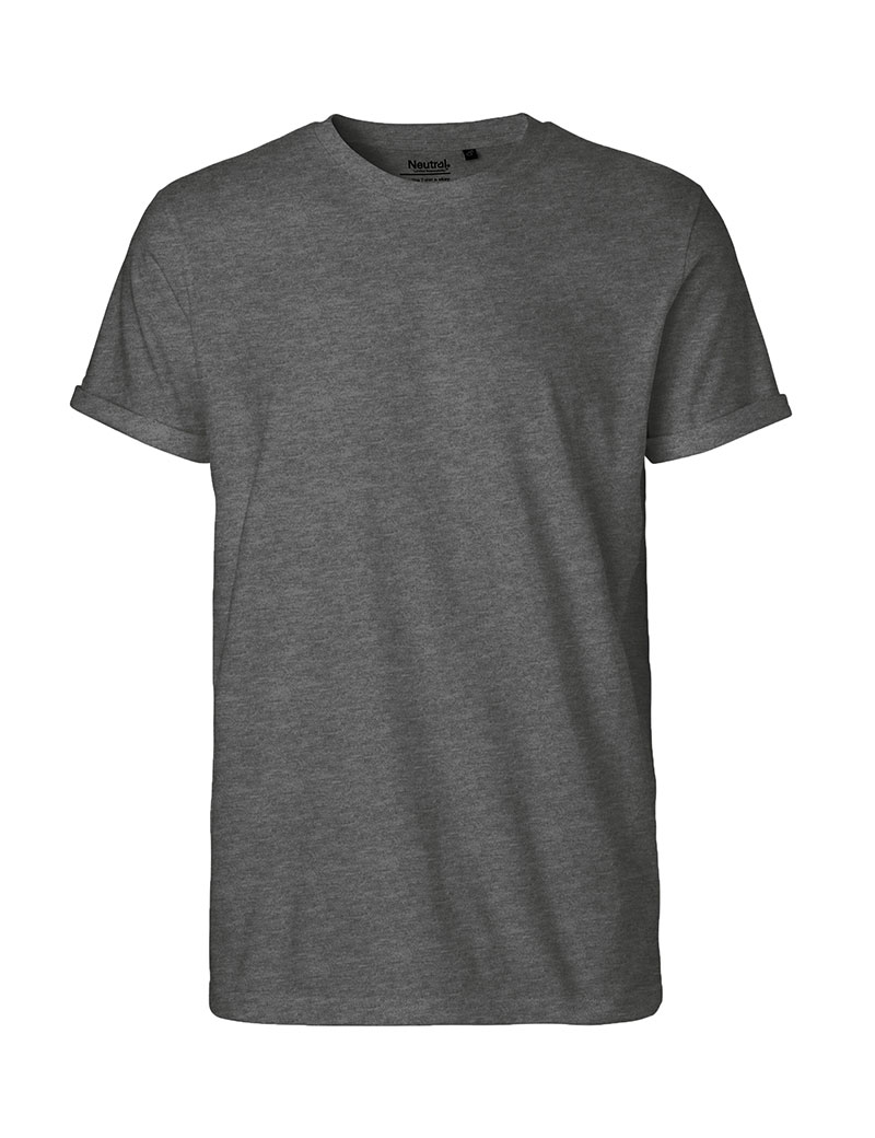 NEUTRAL Roll Up Sleeve T-shirt, 100% Økologisk Fairtrade Bomuld-Mørkegrå Melange