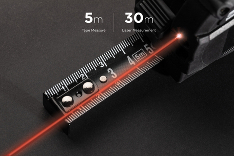 Gear X målebånd 5M, med 30M laser, sort-