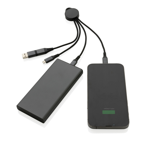 Terra, RCS genanvendt aluminium. 120 cm, 6 i 1 oplade kabel-Grå