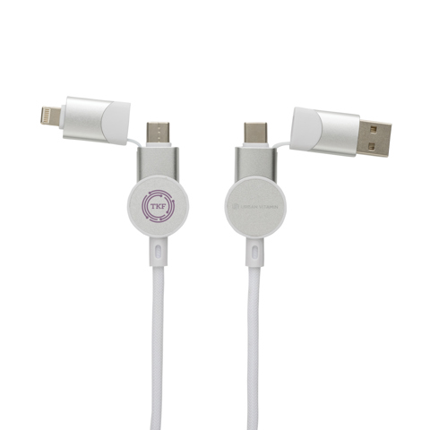 Urban Vitamin Oakland kabel, 1,2 meter, 6-i-1 hurtigopladning, 60W-Hvid
