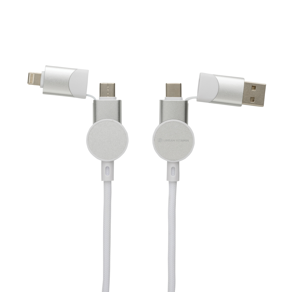 Urban Vitamin Oakland kabel, 1,2 meter, 6-i-1 hurtigopladning, 60W-Hvid