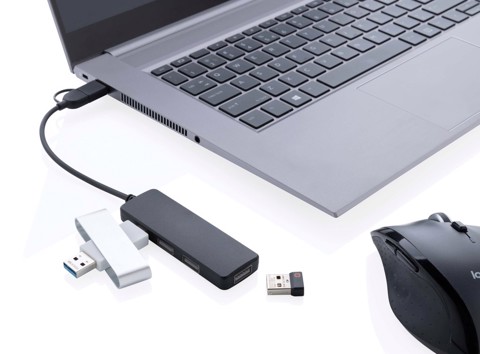 RCS USB-hub i genanvendt plast med dobbelt indgang-Sort