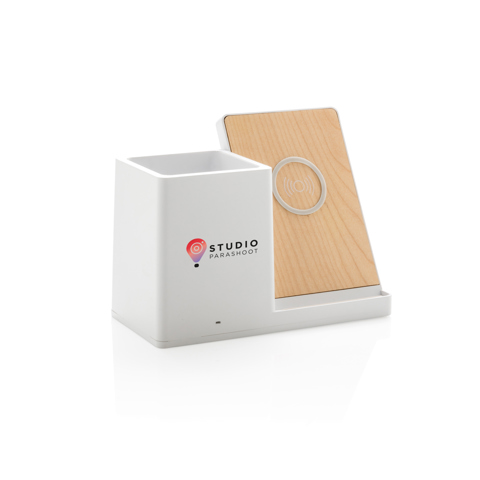 Ontario 10W trådløs oplader i bambus & RCS genanvendt plast-Hvid