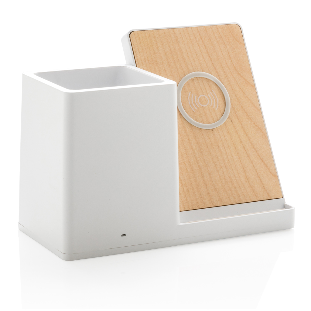 Ontario 10W trådløs oplader i bambus & RCS genanvendt plast-Hvid