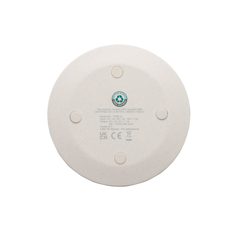 15W trådløs hurtigoplader i RCS genanvendt plast-Hvid