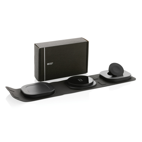 Swiss Peak 3 i 1 trådløs 15W rejseoplader i RCS rplastic-