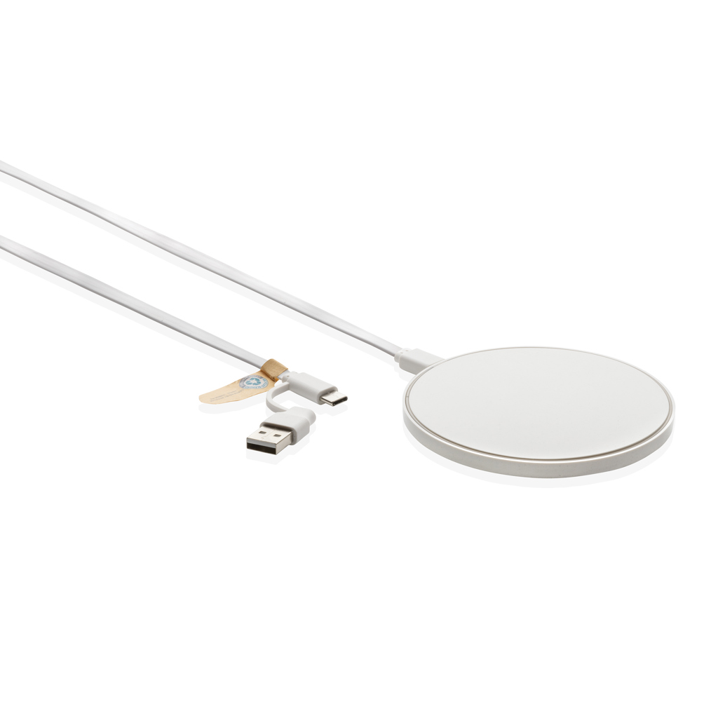 10W trådløs oplader i RCS standard genanvendt plast-Hvid