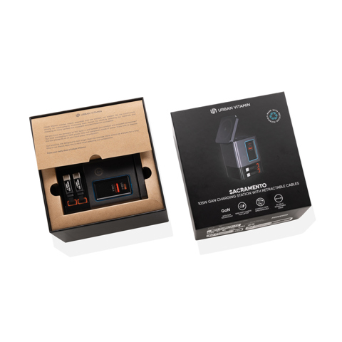 Urban Vitamin Sacramento 105W GAN oplader med udtrækskabel-