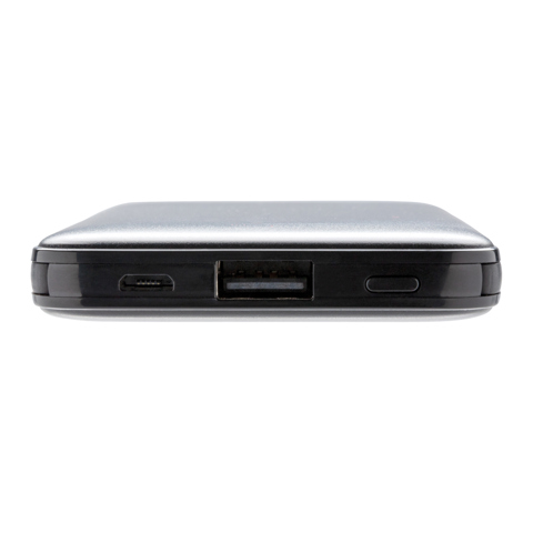 5.000 mAh lomme powerbank med integrerede kabler - BSCI-Sort