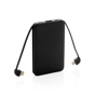 5.000 mAh lomme powerbank med integrerede kabler - BSCI - Sort