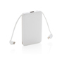 5.000 mAh lomme powerbank med integrerede kabler - BSCI - Hvid