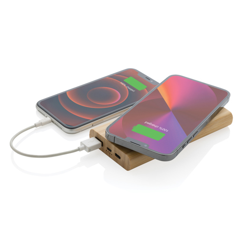 8.000 mAh 5W trådløs powerbank i FSC® certificeret bambus-Brun