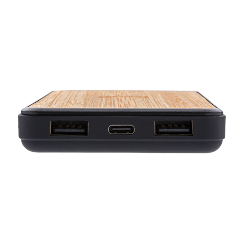 8.000 mAh trådløse powerbank i RCS genanvendt plastik-Brun