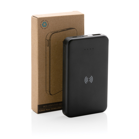 RCS genanvendt plastik wireless powerbank 5.000 mAh 5W-Sort