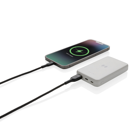 RCS genanvendt plastik wireless powerbank 5.000 mAh 5W-Hvid