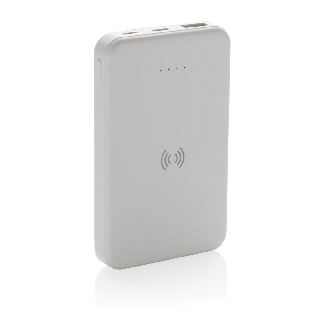 RCS genanvendt plastik wireless powerbank 5.000 mAh 5W-Hvid