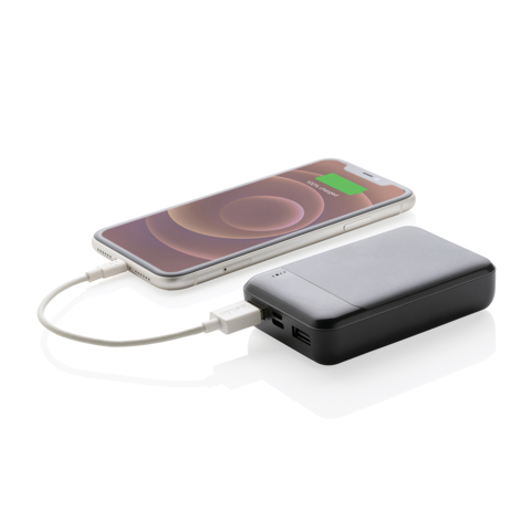 10.000 mAh powerbank i RCS standard genavendt plast-Sort