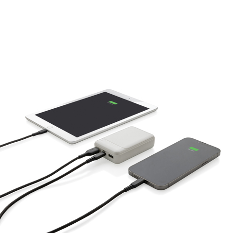 10.000 mAh powerbank i RCS standard genavendt plast-Hvid