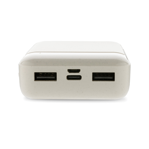 10.000 mAh powerbank i RCS standard genavendt plast-Hvid