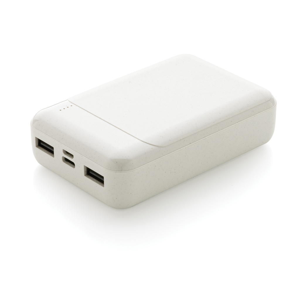 10.000 mAh powerbank i RCS standard genavendt plast-Hvid