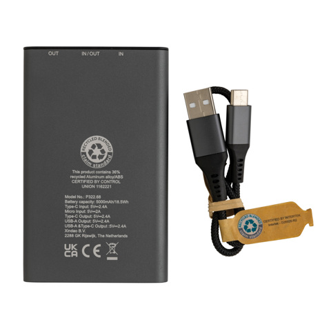 Terra RCS powerbank i genbrugsaluminium 5.000 mAh-