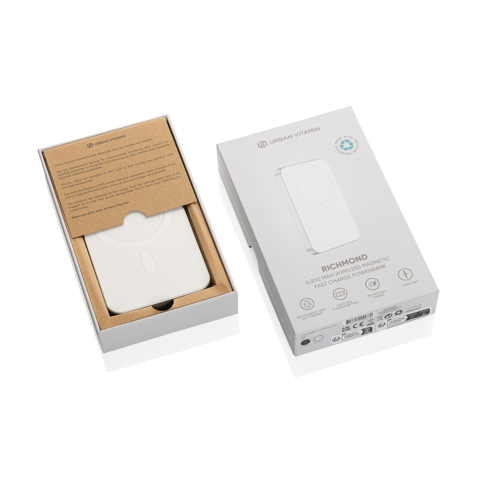 Urban Vitamin Richmond RCS plast/alu 5.000 mAh powerbank-Hvid