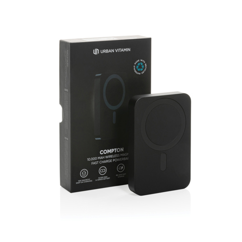 Compton RCS genbrugsplast/aluminium 10.000 mAh powerbank-Sort