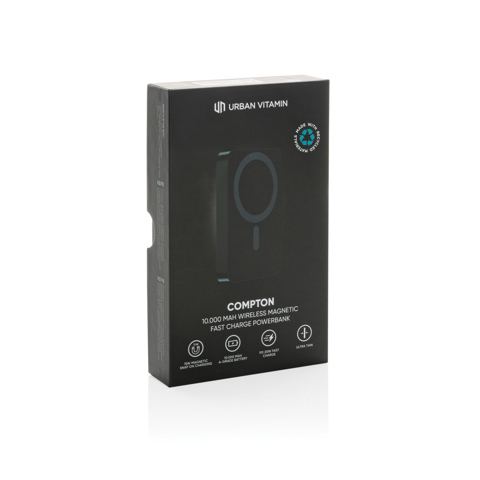 Compton RCS genbrugsplast/aluminium 10.000 mAh powerbank-Sort