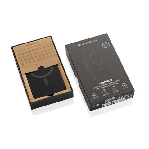 Compton RCS genbrugsplast/aluminium 10.000 mAh powerbank-Sort