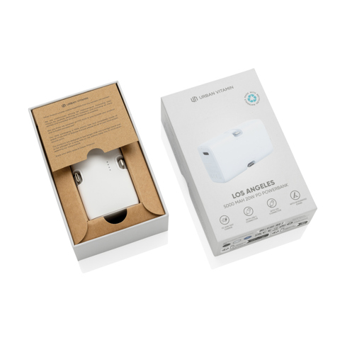 Urban Vitamin Los Angeles 20W PD powerbank i RCS plast-Hvid