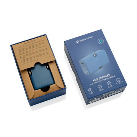 Urban Vitamin Los Angeles 20W PD powerbank i RCS plast-Blå