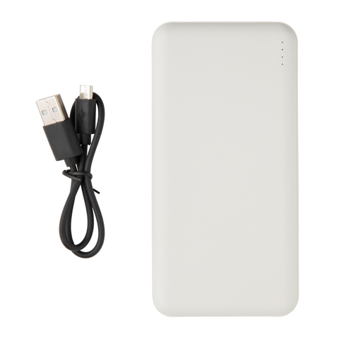 High Density 10.000 mAh lomme powerbank - BSCI-Hvid