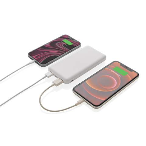 High Density 10.000 mAh lomme powerbank - BSCI-Hvid