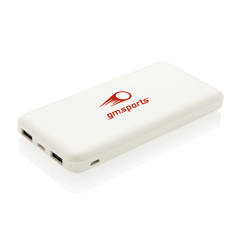 High Density 10.000 mAh lomme powerbank - BSCI-Hvid