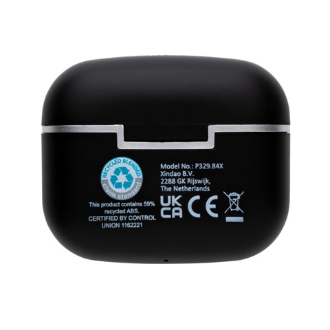 Swiss Peak TWS øretelefon 2.0 i RCS genanvendt plast-Sort
