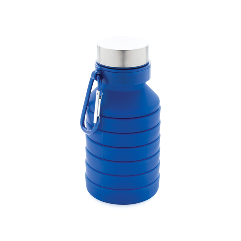 Leakproof sammenfoldelig silicone flaske med låg, sort - Blå