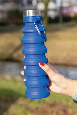 Leakproof sammenfoldelig silicone flaske med låg, sort