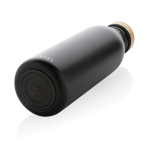 Avira Alcor RCS Re-steel enkelt vægget vandflaske 600 ML, sort-Sort