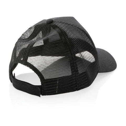 Impact AWARE™ Trucker Cap med 5 paneler - Genanvendt Bomuld-Sort