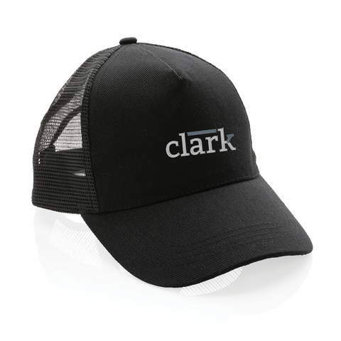 Impact AWARE™ Trucker Cap med 5 paneler - Genanvendt Bomuld-Sort