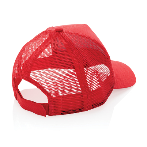 Impact AWARE™ Trucker Cap med 5 paneler - Genanvendt Bomuld-Rød