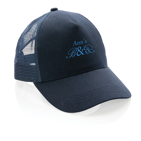 Impact AWARE™ Trucker Cap med 5 paneler - Genanvendt Bomuld-Marineblå