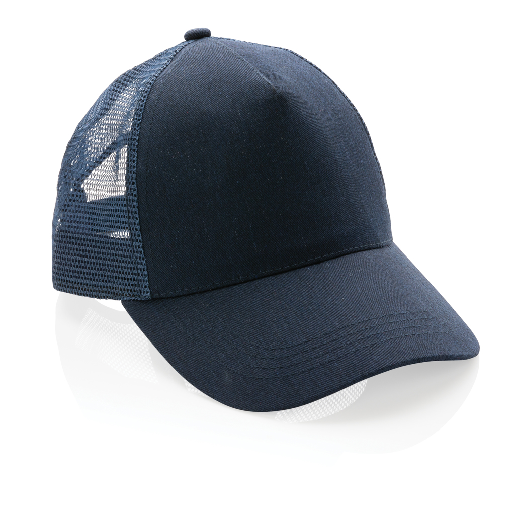 Impact AWARE™ Trucker Cap med 5 paneler - Genanvendt Bomuld-Marineblå