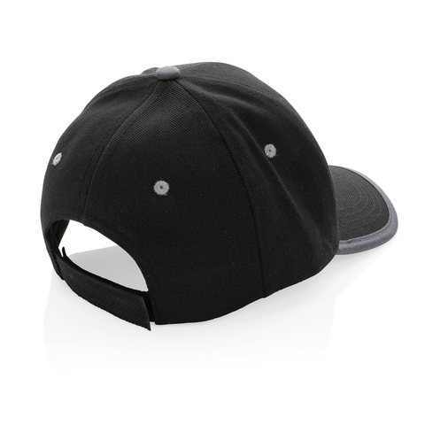 Impact AWARE™ Cap med 6 paneler - Genanvendt Bomuld-Sort