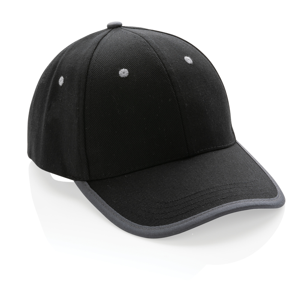 Impact AWARE™ Cap med 6 paneler - Genanvendt Bomuld-Sort