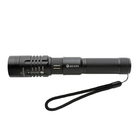 Gear X USB genopladelig lygte, sort-